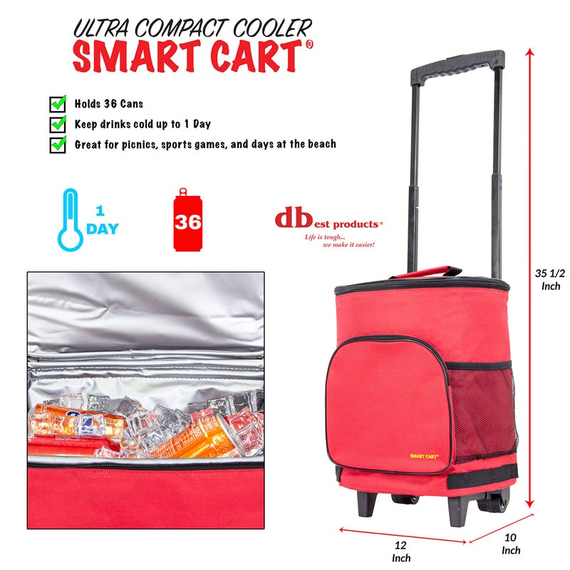 dbest products عربة dbest المنتجات الذكية المبردة الفائقة الصغر، حمراء معزولة قابلة للطي للتنقل، للشواء والشاطئ في الصيف - Image 2